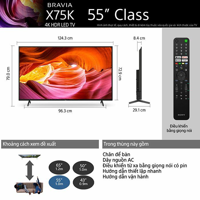 Google Tivi Sony 4K 55 inch KD 55X75K 11